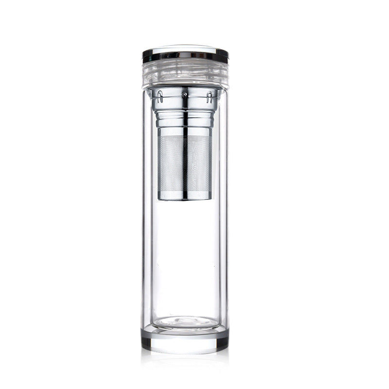 Double Wall Glass Water Bottle With Loose Leaf Tea Strainer Infuser Thermos  16oz